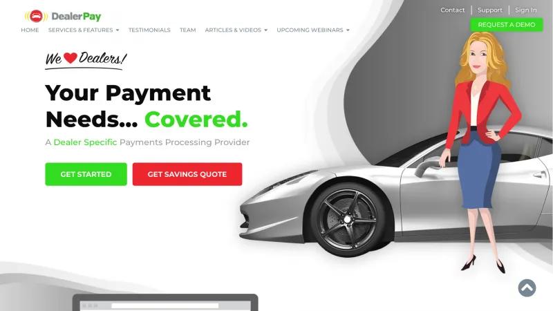 Homepage of Dealer Pay