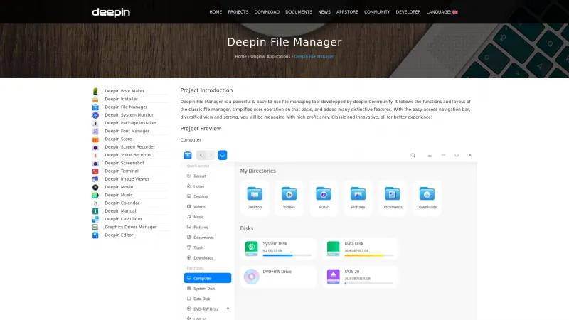 Homepage of Deepin File Manager