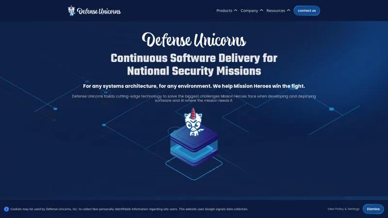 Homepage of Defense Unicorns