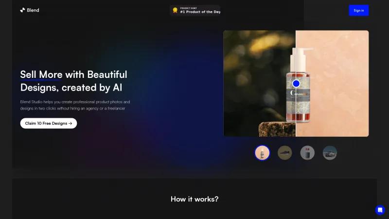 Homepage of Blend AI Studio