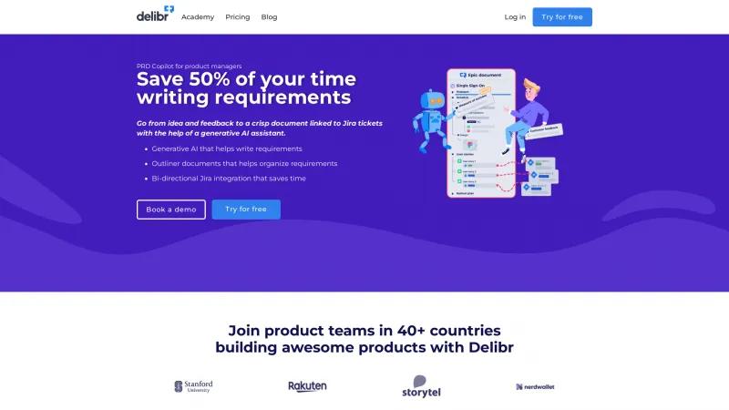 Homepage of Delibr