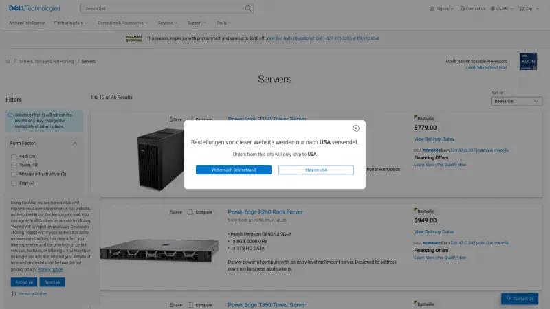 Homepage of Dell PowerEdge R Rack Servers