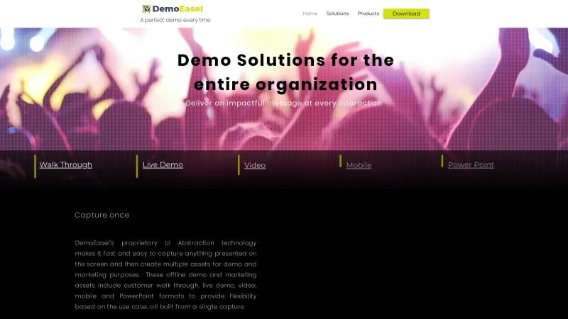 Homepage of DemoEasel