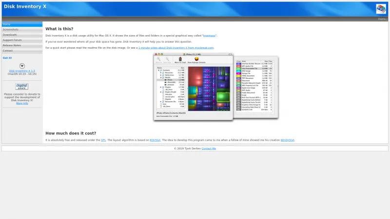 Homepage of Disk Inventory X