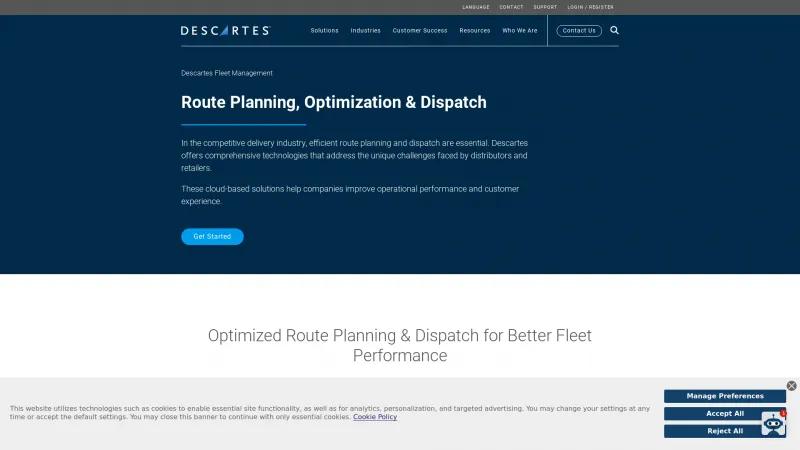 Homepage of Descartes Route Planner On-demand