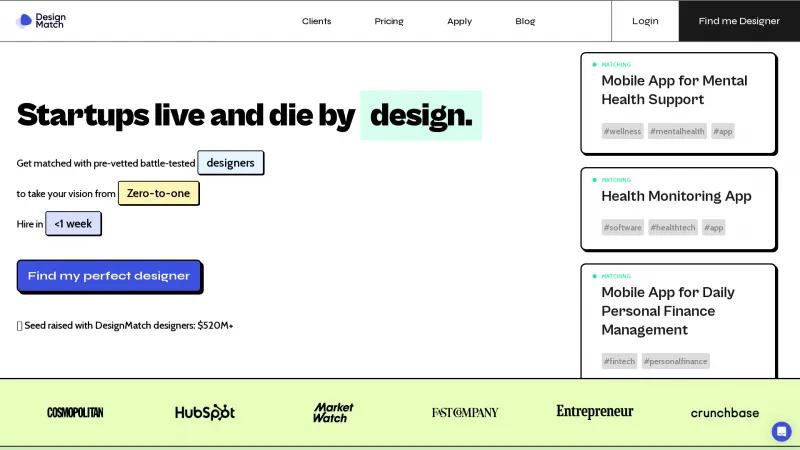 Homepage of Design Match