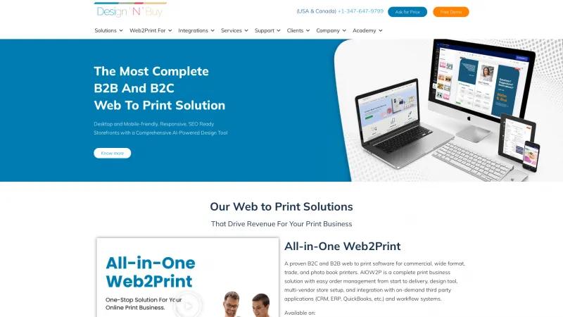 Homepage of PrintCommerce