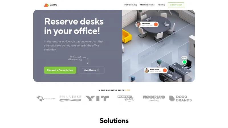 Homepage of DeskMe