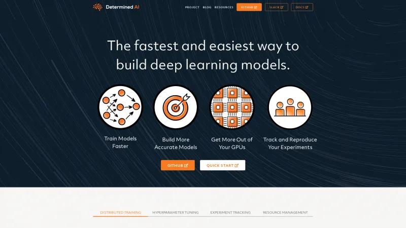 Homepage of Determined AI