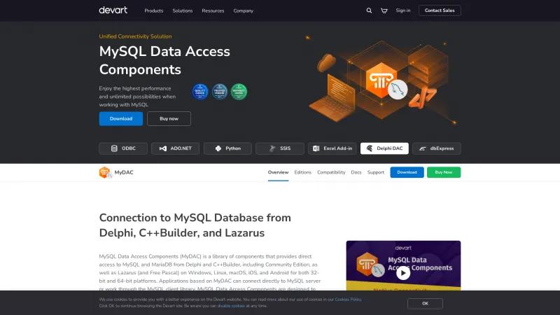 Homepage of MySQL Data Access Components