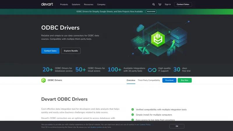 Homepage of Devart ODBC Drivers