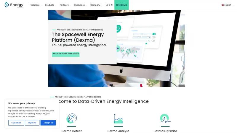 Homepage of Spacewell Energy (Dexma)