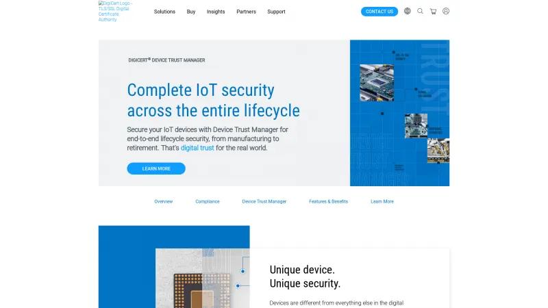 Homepage of DigiCert IoT Device Manager