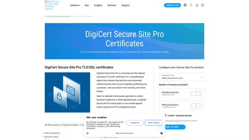 Homepage of DigiCert Secure Site