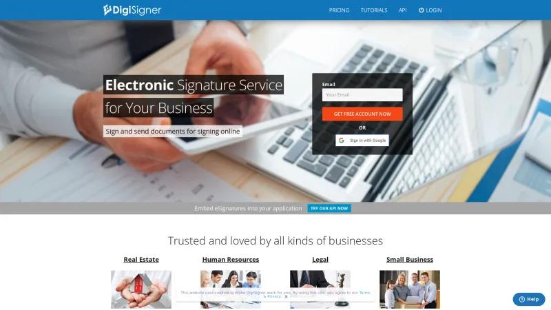 Homepage of DigiSigner