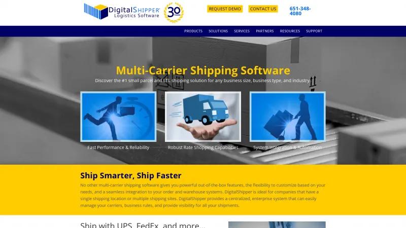 Homepage of DigitalShipper Enterprise