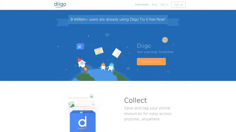 Homepage of Diigo