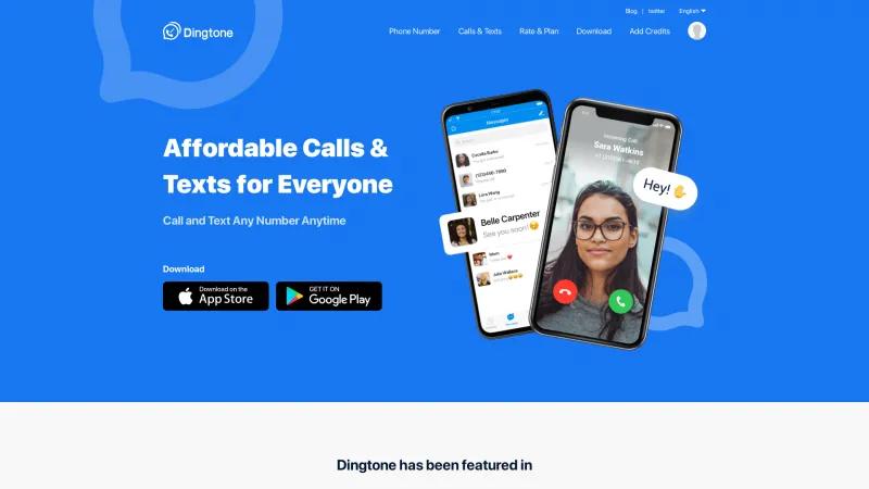 Homepage of Dingtone