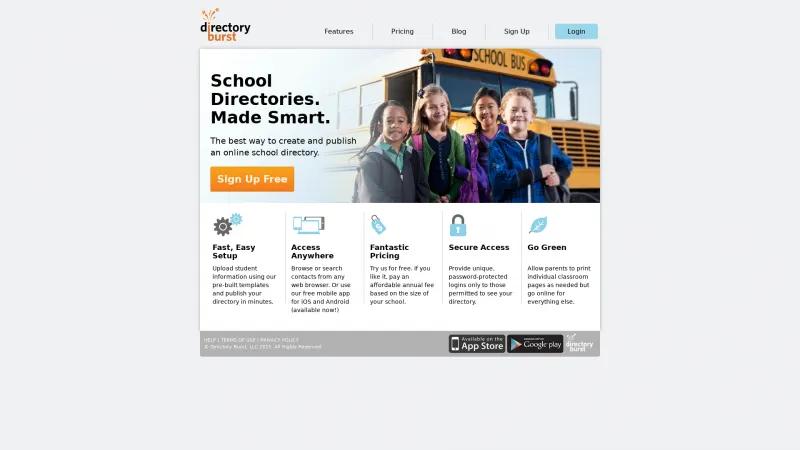 Homepage of Directory Burst