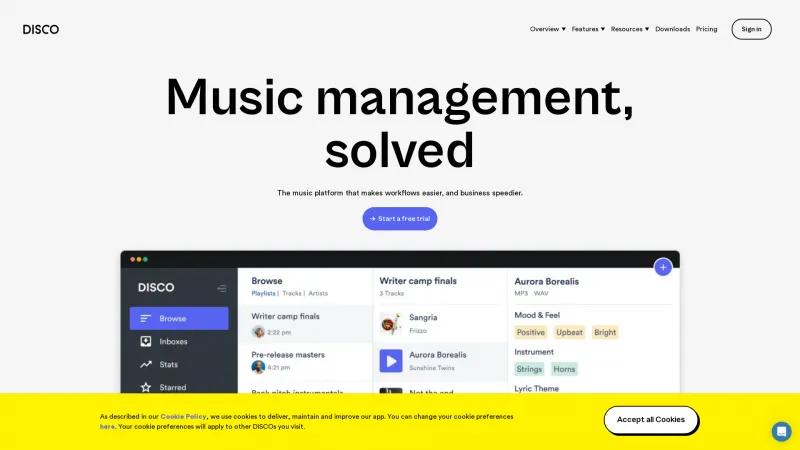 Homepage of DISCO Music Management