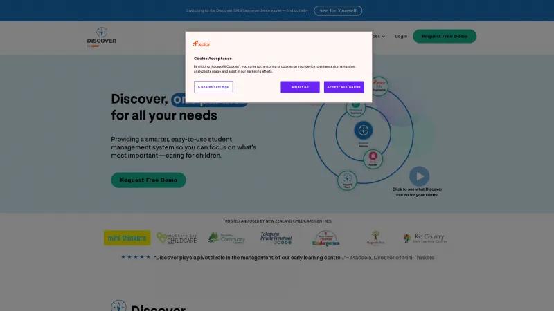 Homepage of Discover Childcare