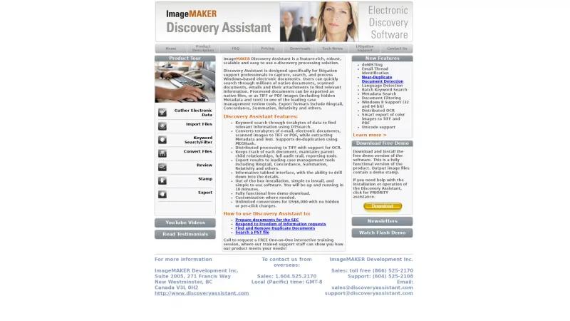 Homepage of Discovery Assistant