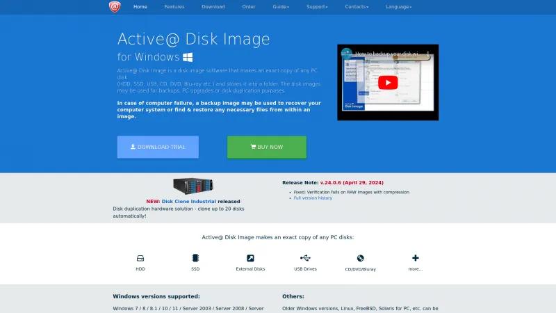 Homepage of Active@ Disk Image