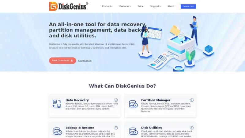 Homepage of DiskGenius