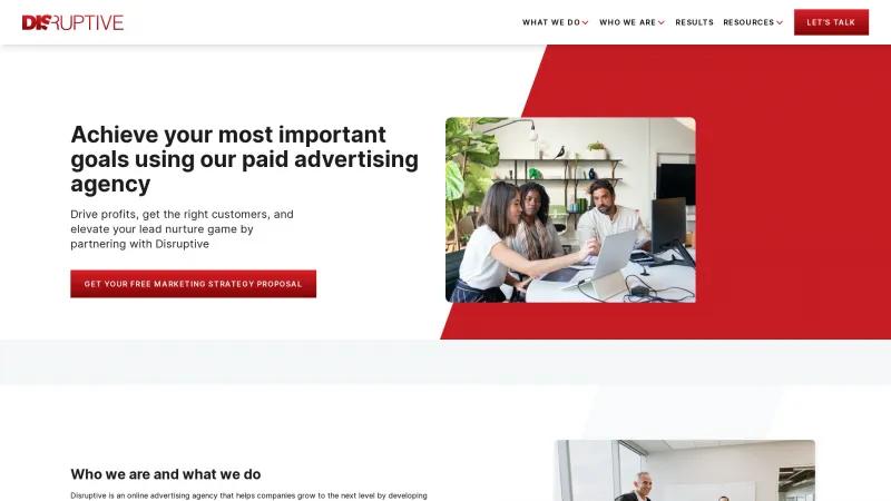 Homepage of Disruptive Advertising