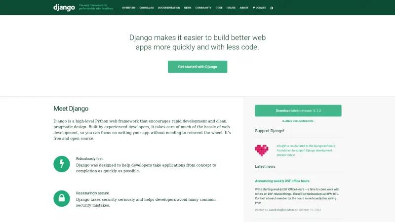 Homepage of Django