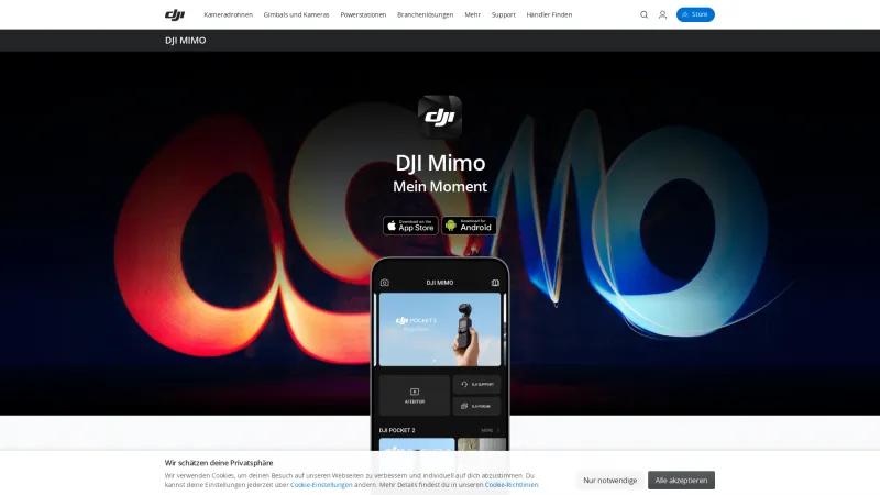 Homepage of DJI Mimo