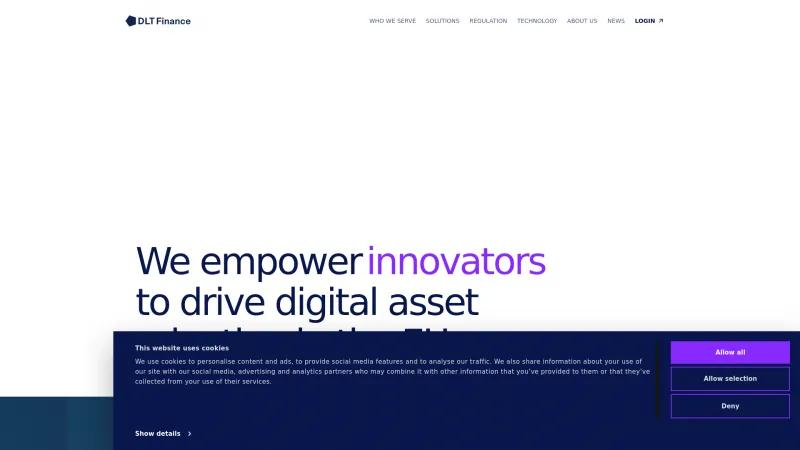 Homepage of DLT Finance