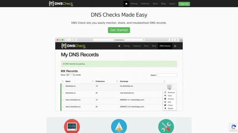 Homepage of DNS Check