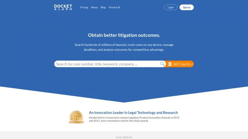 Homepage of Docket Alarm