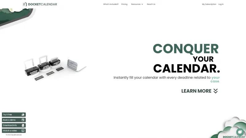 Homepage of DocketCalendar