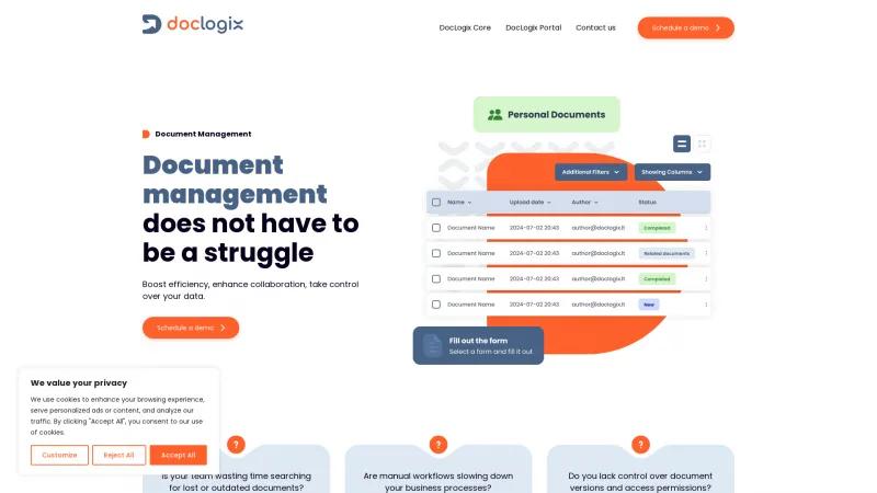 Homepage of DocLogix