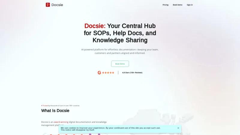 Homepage of Docsie