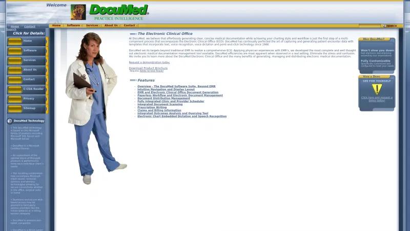 Homepage of DocuMed Software Suite