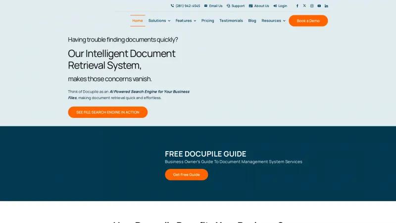 Homepage of Docupile