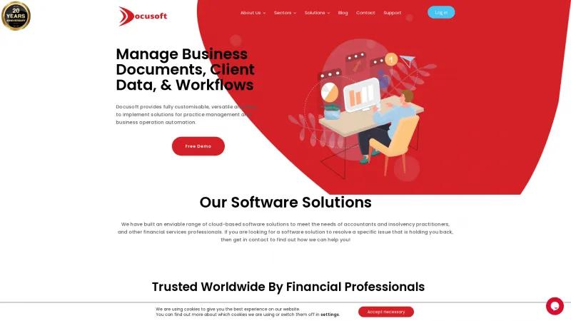 Homepage of DocuSoft