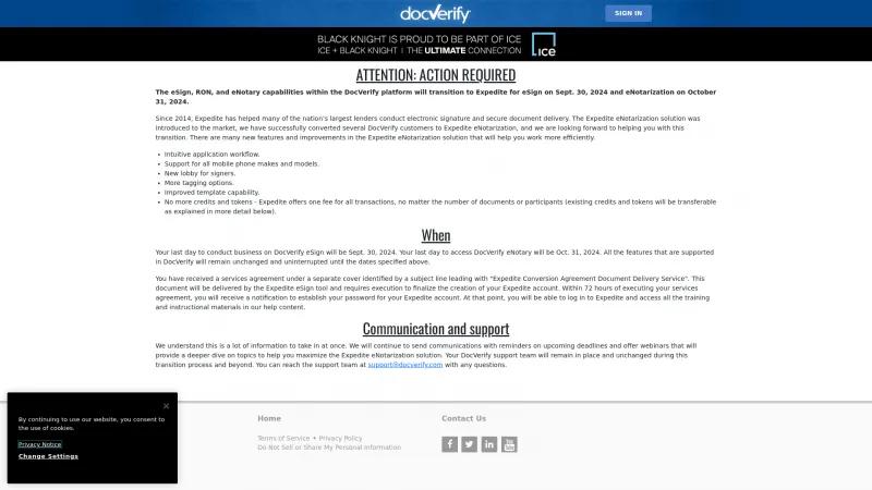 Homepage of DocVerify