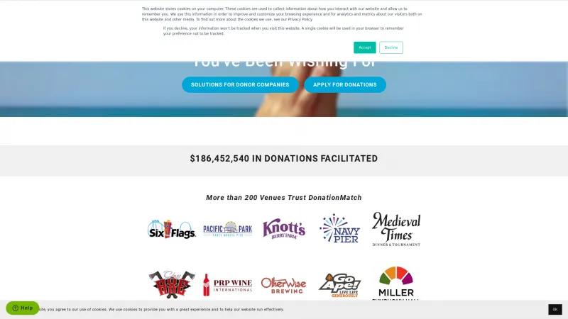 Homepage of DonationMatch