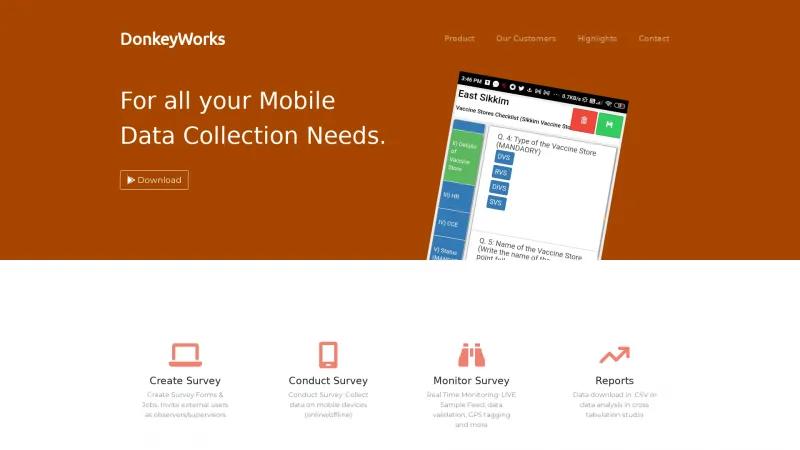 Homepage of DonkeyWorks Survey Platform