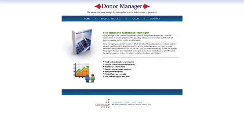 Homepage of Donor Manager