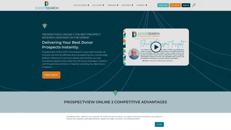 Homepage of ProspectView Online