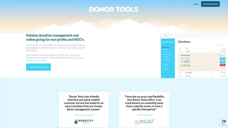 Homepage of Donor Tools