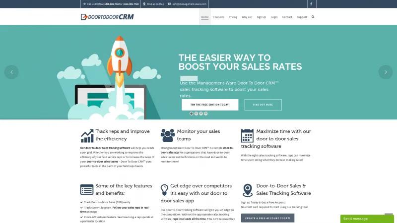 Homepage of Door to Door CRM