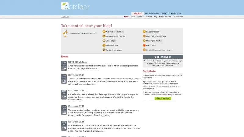 Homepage of Dotclear