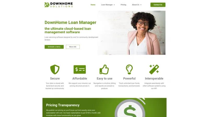 Homepage of DownHome Loan Manager