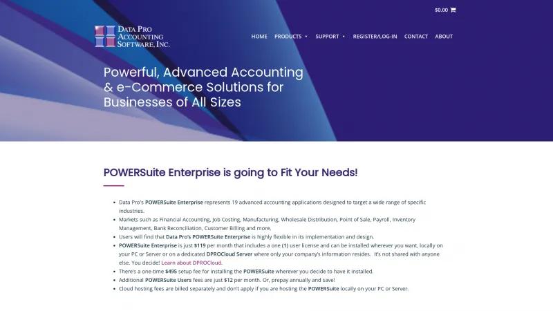 Homepage of Data Pro Accounting Software